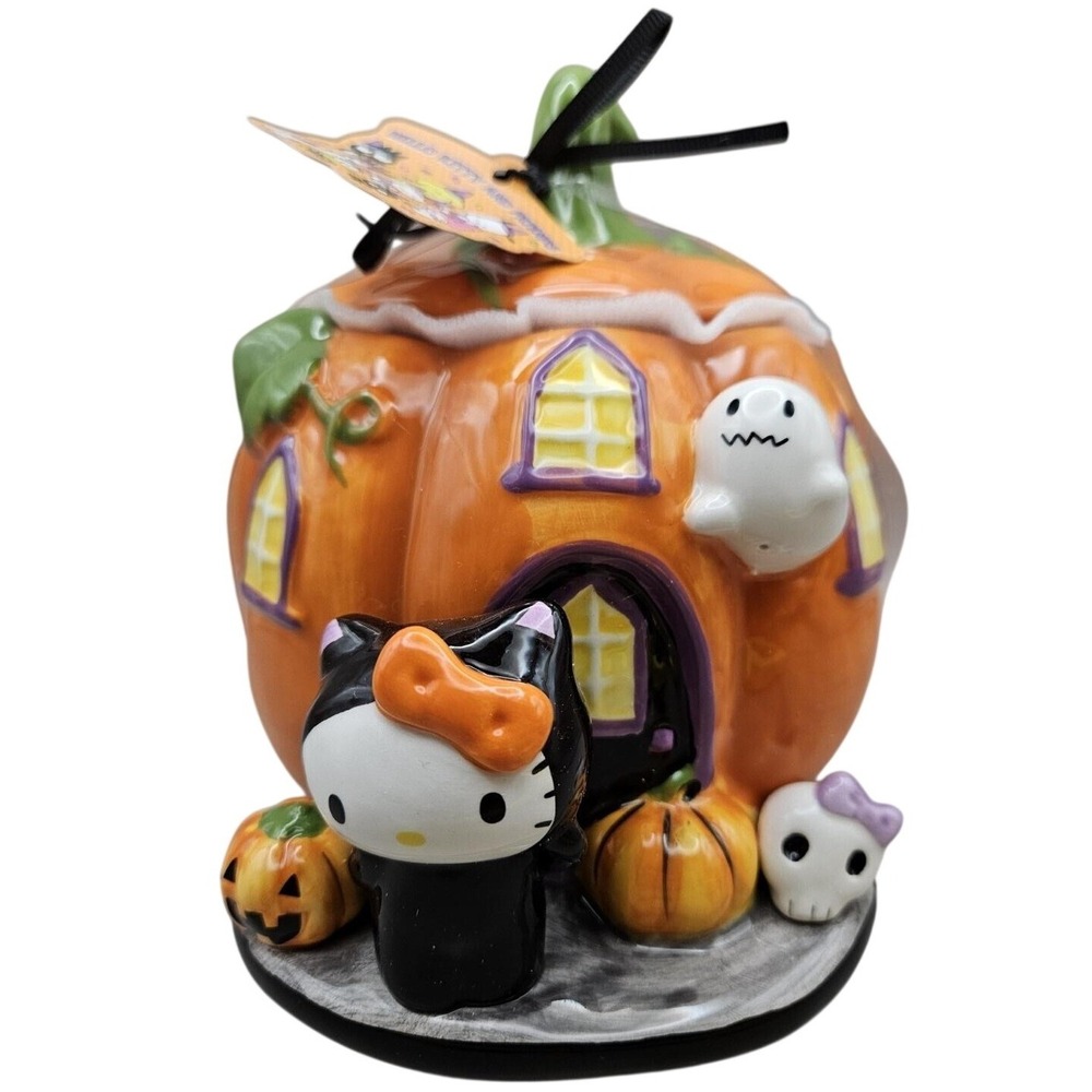 Sanrio Cookie Jar Blue Sky Hello Kitty Halloween‎ Pumpkin 6.5" HK